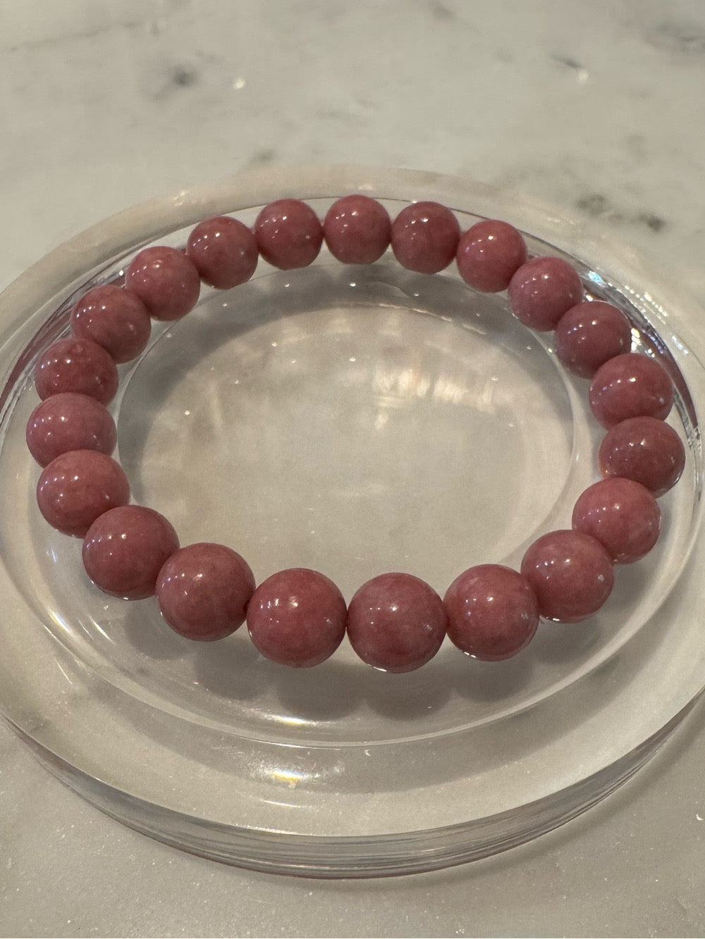 Natural Pink Rhodonite Gemstone beaded Stretchy Bracelet