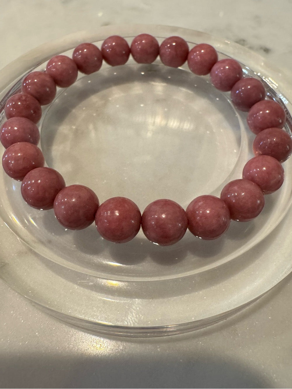 Natural Pink Rhodonite Gemstone beaded Stretchy Bracelet