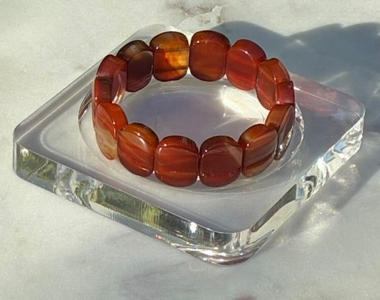 Natural Carnelian Soft Stretch Bangle