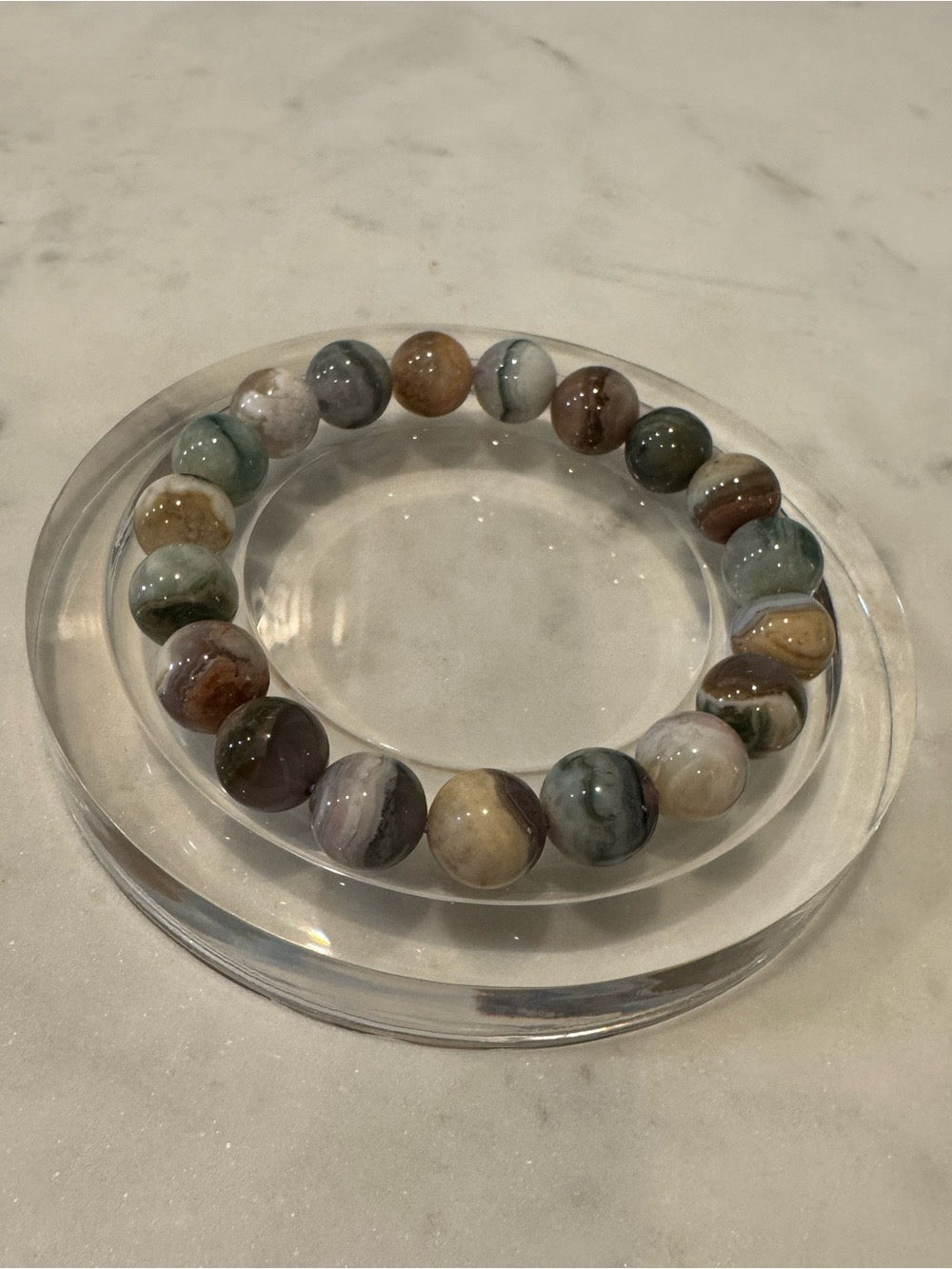Landscape Agate (Agate & Chalcedony in the Matrix) Beaded Stretchy Bracelet