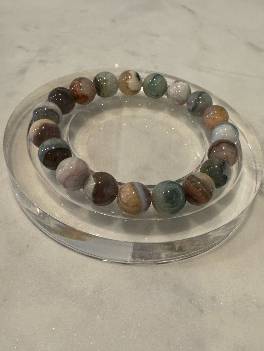 Landscape Agate (Agate & Chalcedony in the Matrix) Beaded Stretchy Bracelet