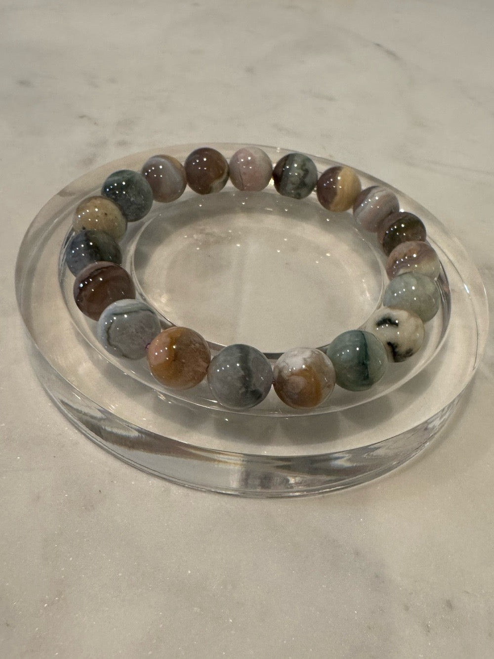 Landscape Agate (Agate & Chalcedony in the Matrix) Beaded Stretchy Bracelet