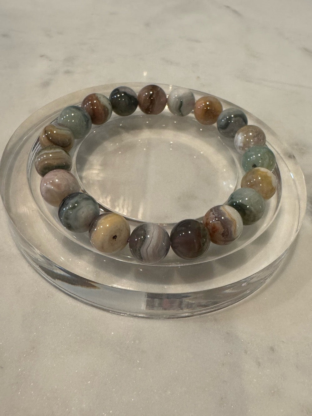 Landscape Agate (Agate & Chalcedony in the Matrix) Beaded Stretchy Bracelet