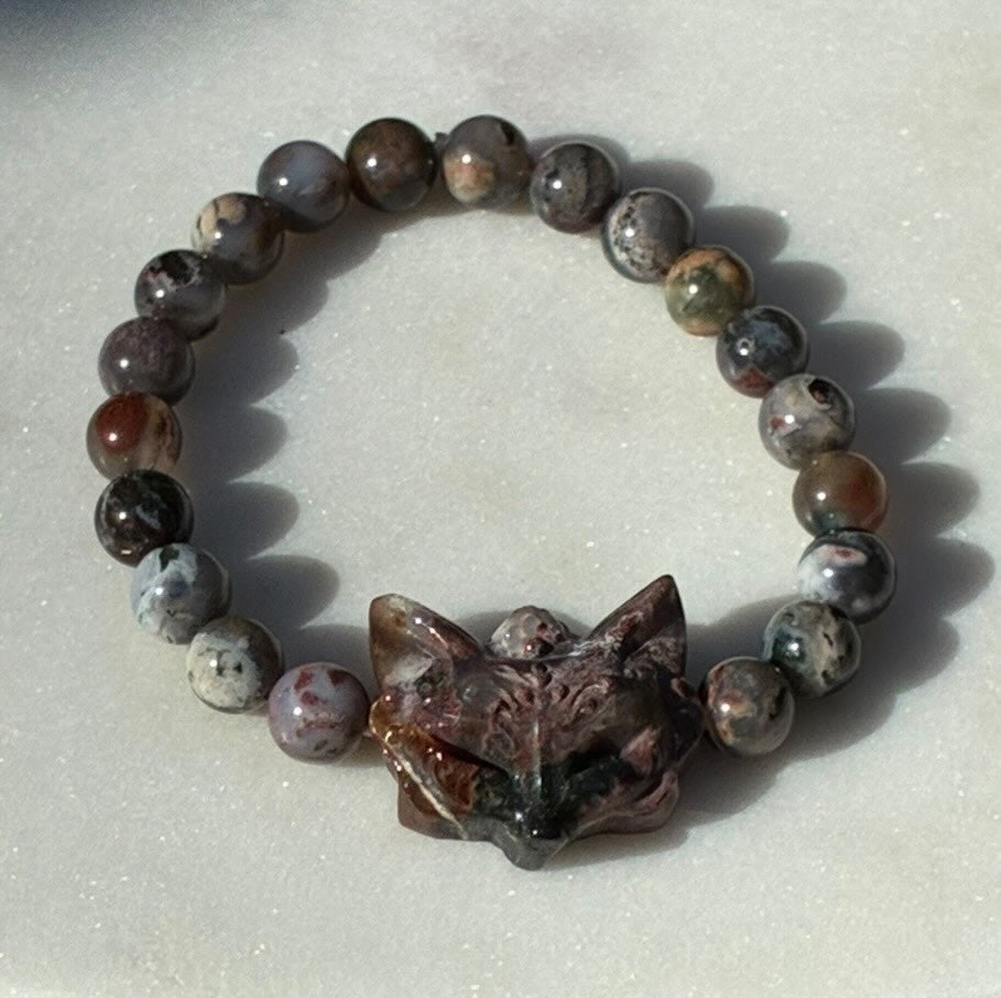 Monet Ocean Jasper With Fox Ocean Jasper Charm Bracelet