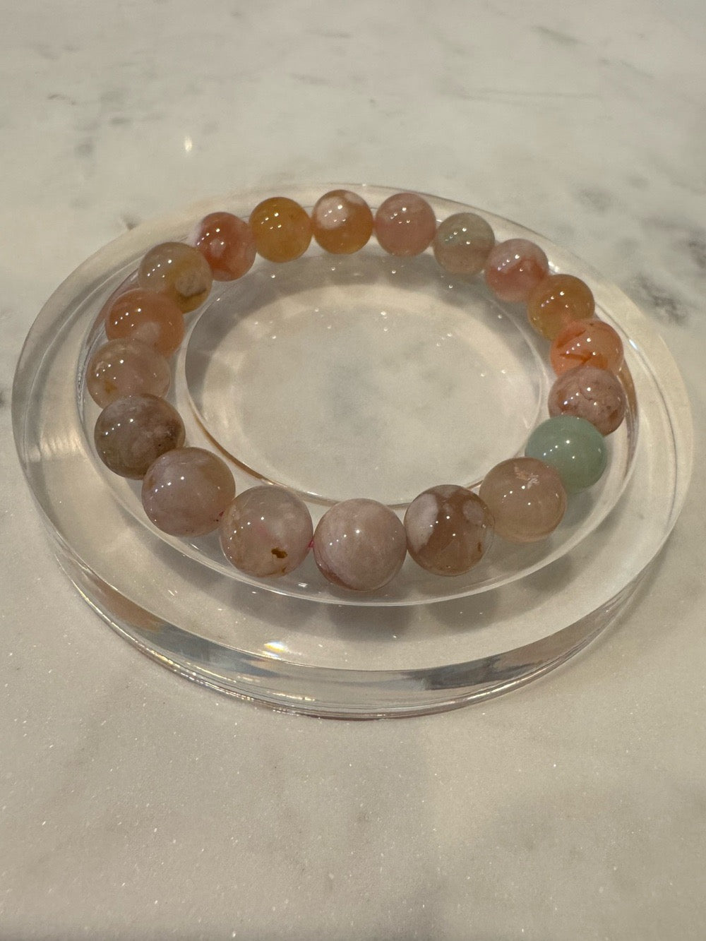 Natural Sukura Agate Beaded Stretchy Bracelet