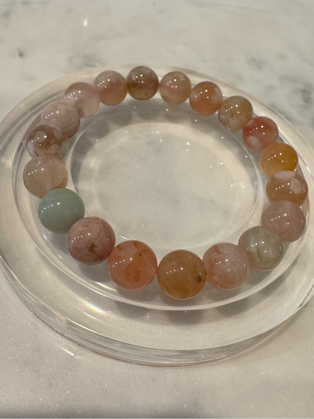 Natural Sukura Agate Beaded Stretchy Bracelet