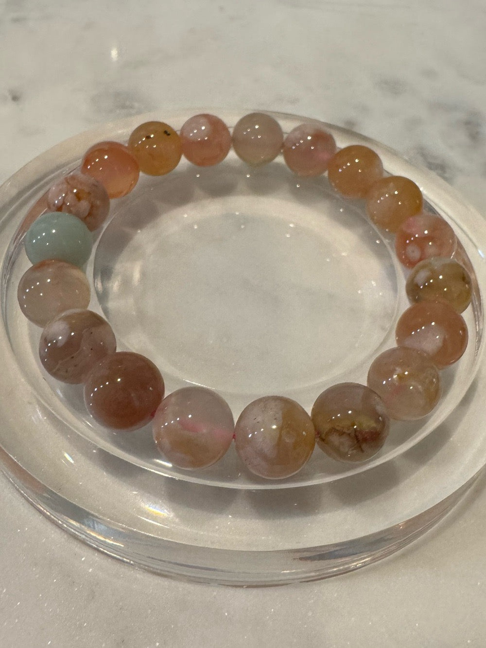 Natural Sukura Agate Beaded Stretchy Bracelet