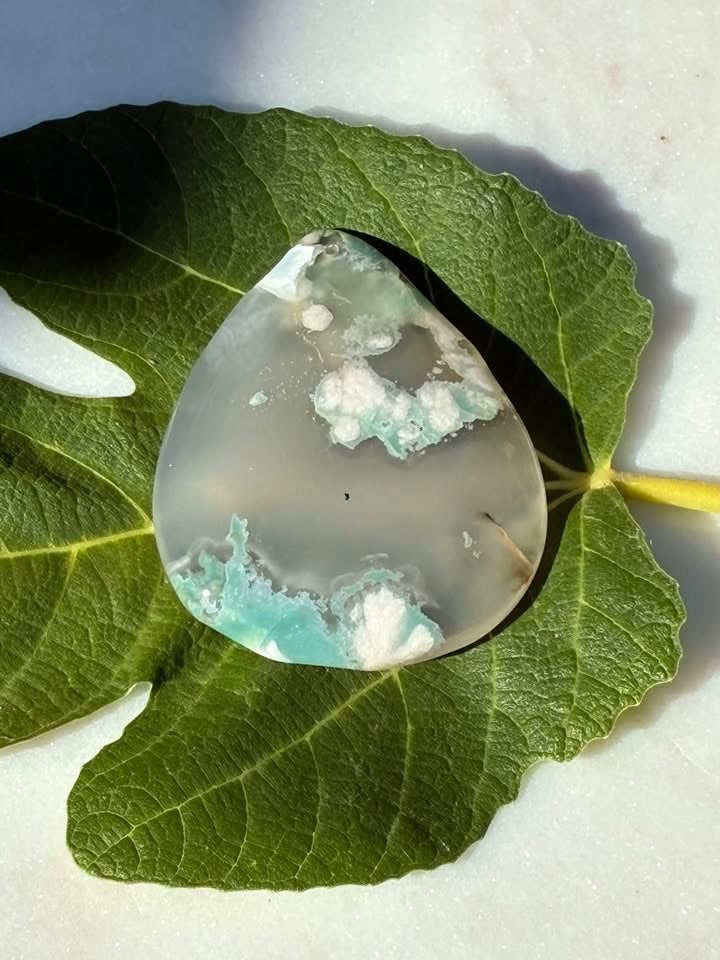 Carved Cherry Blossom Agate Pendant