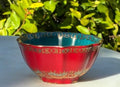 Red, Teal & Gold Handmade Porcelain Jianzhan Teacup