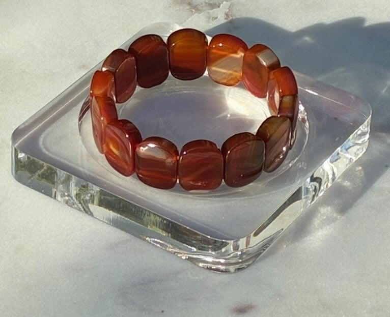 Natural Carnelian Soft Stretch Bangle