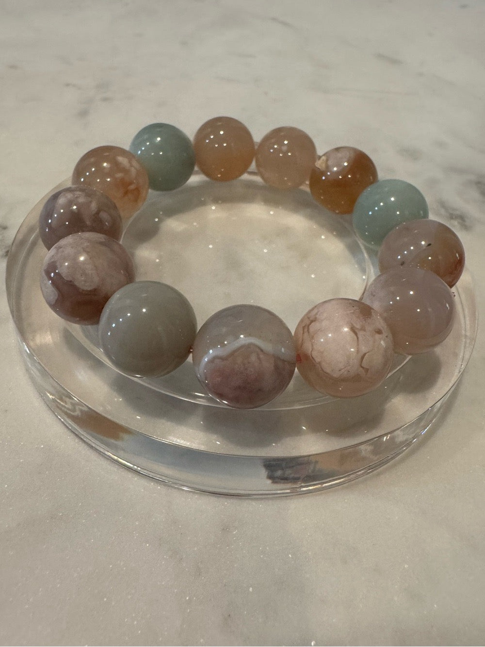 Sakura Agate Stretchy Beaded Bracelet