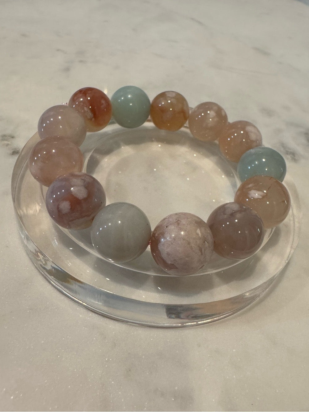 Sakura Agate Stretchy Beaded Bracelet