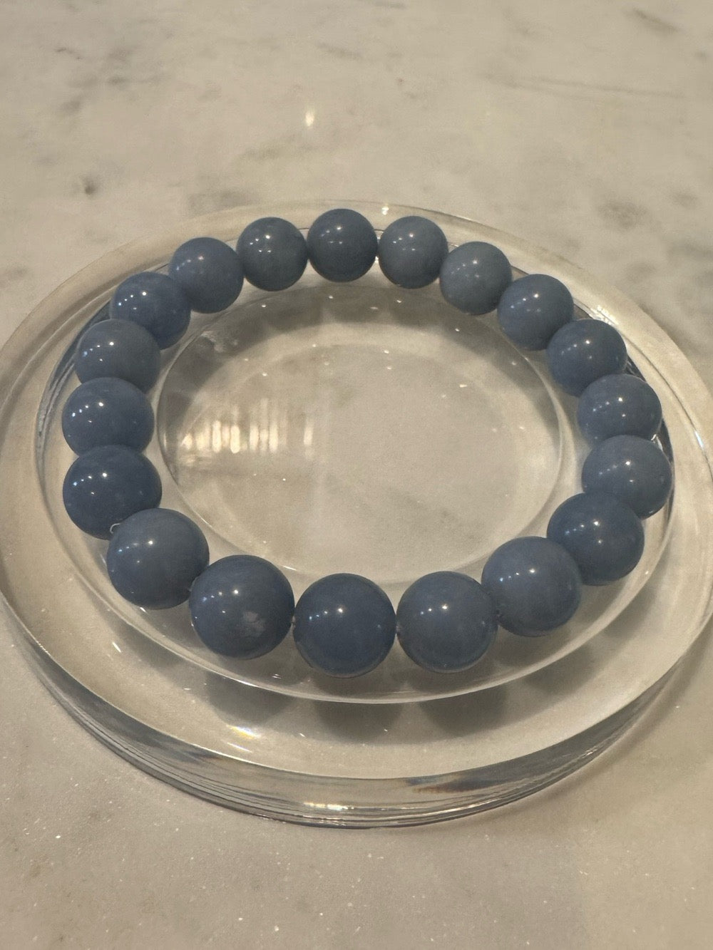 Blue Angelite Beaded Stretchy Bracelet