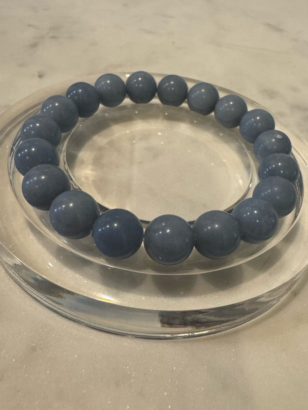 Blue Angelite Beaded Stretchy Bracelet