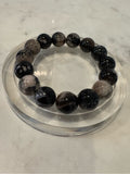 Black Flower Agate Stretchy Bracelet
