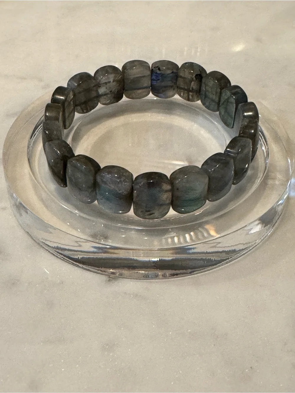 Labradorite Bangle Stretch Bangle - Elegant Natural Gemstone.
