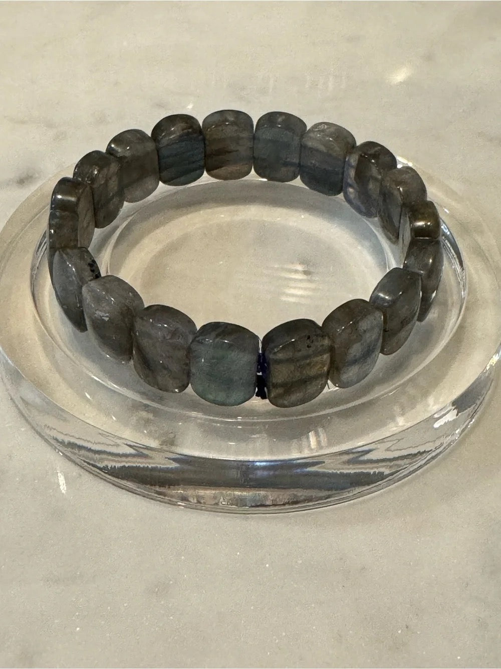 Labradorite Bangle Stretch Bangle - Elegant Natural Gemstone.