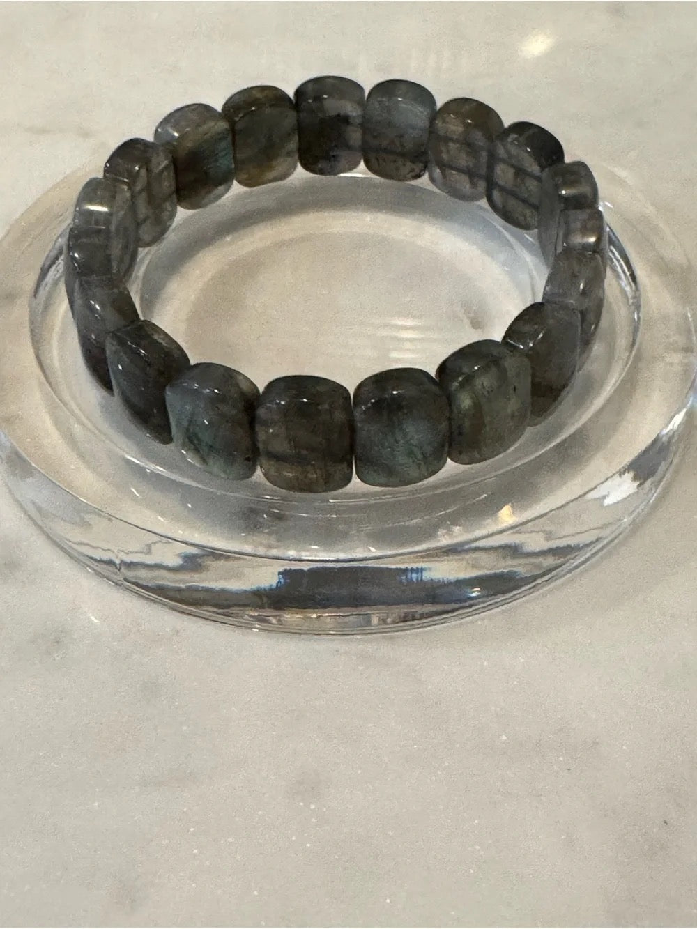 Labradorite Bangle Stretch Bangle - Elegant Natural Gemstone.