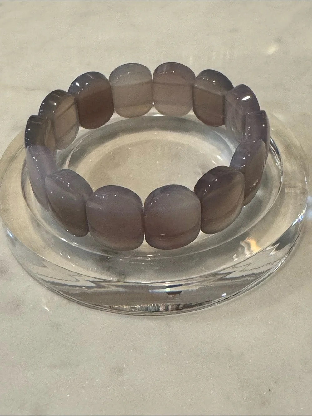 Smokey Purple Chalcedony Stretch Bangle - Elegant Natural Gemstone