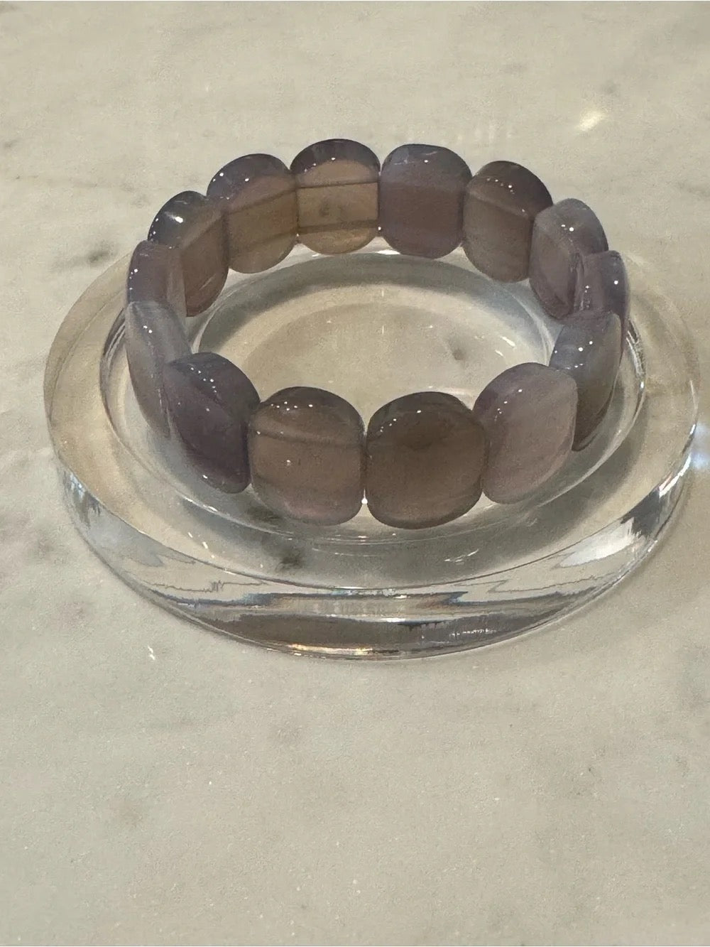 Smokey Purple Chalcedony Stretch Bangle - Elegant Natural Gemstone