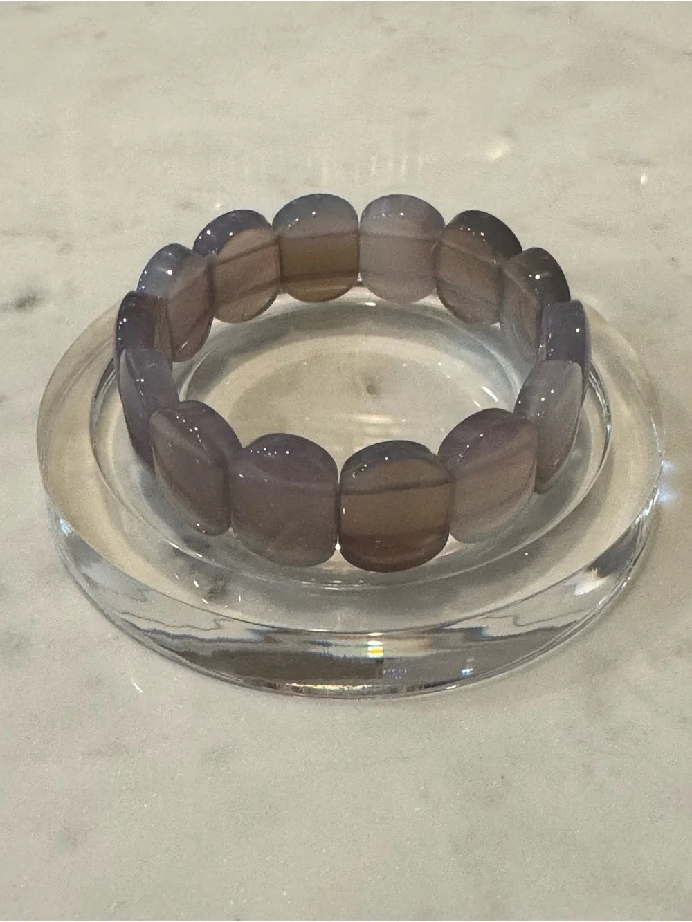 Smokey Purple Chalcedony Stretch Bangle - Elegant Natural Gemstone