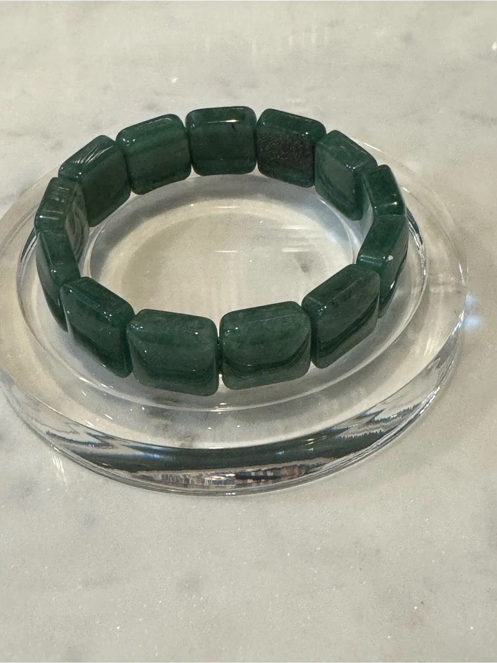Green Aventurine Stretch Bangle Bracelet - Elegant Natural Gemstone