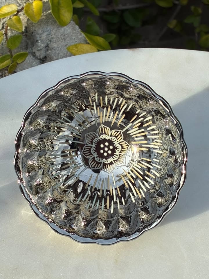 Silver With Flower Handmade Porcelain Jianzhan Teacup
