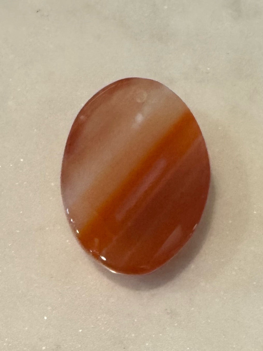 Polished Orange & White Agate Cabochon Pendant