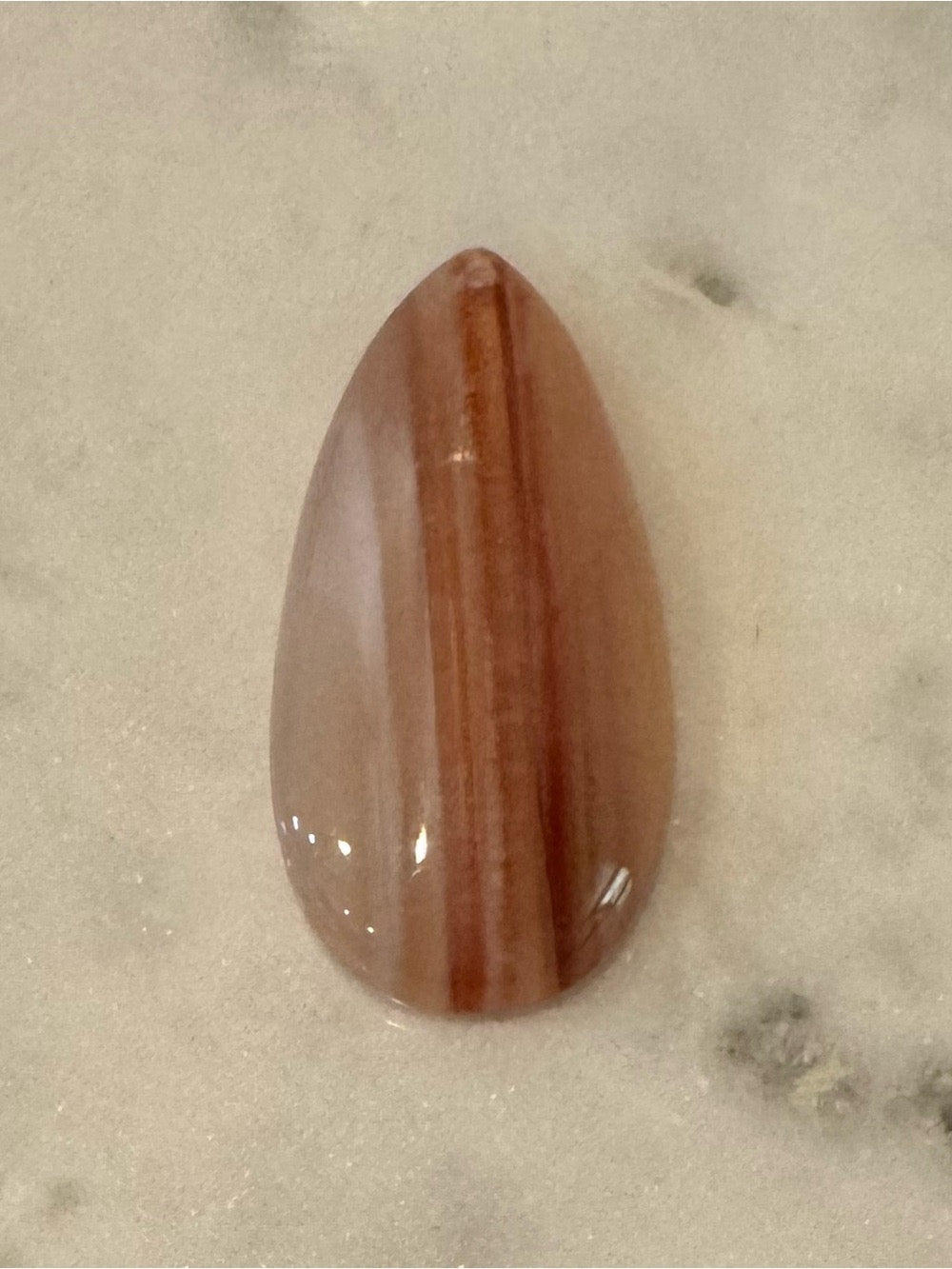 Polished Orange & White Agate Teardrop Pendant