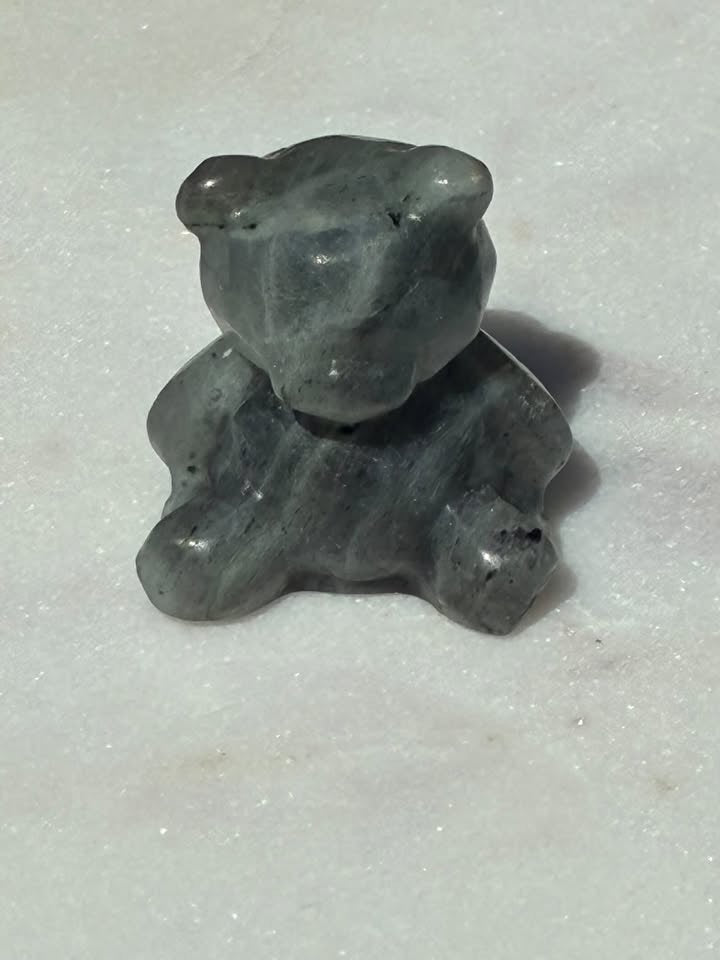 Labradorite Hand-Carved Teddy Bear