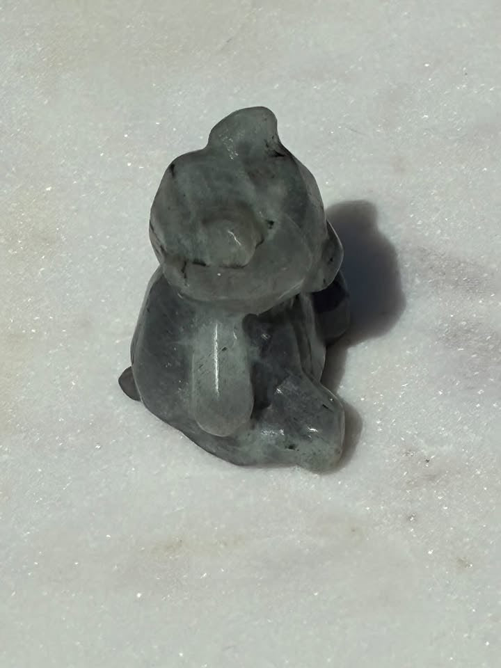 Labradorite Hand-Carved Teddy Bear