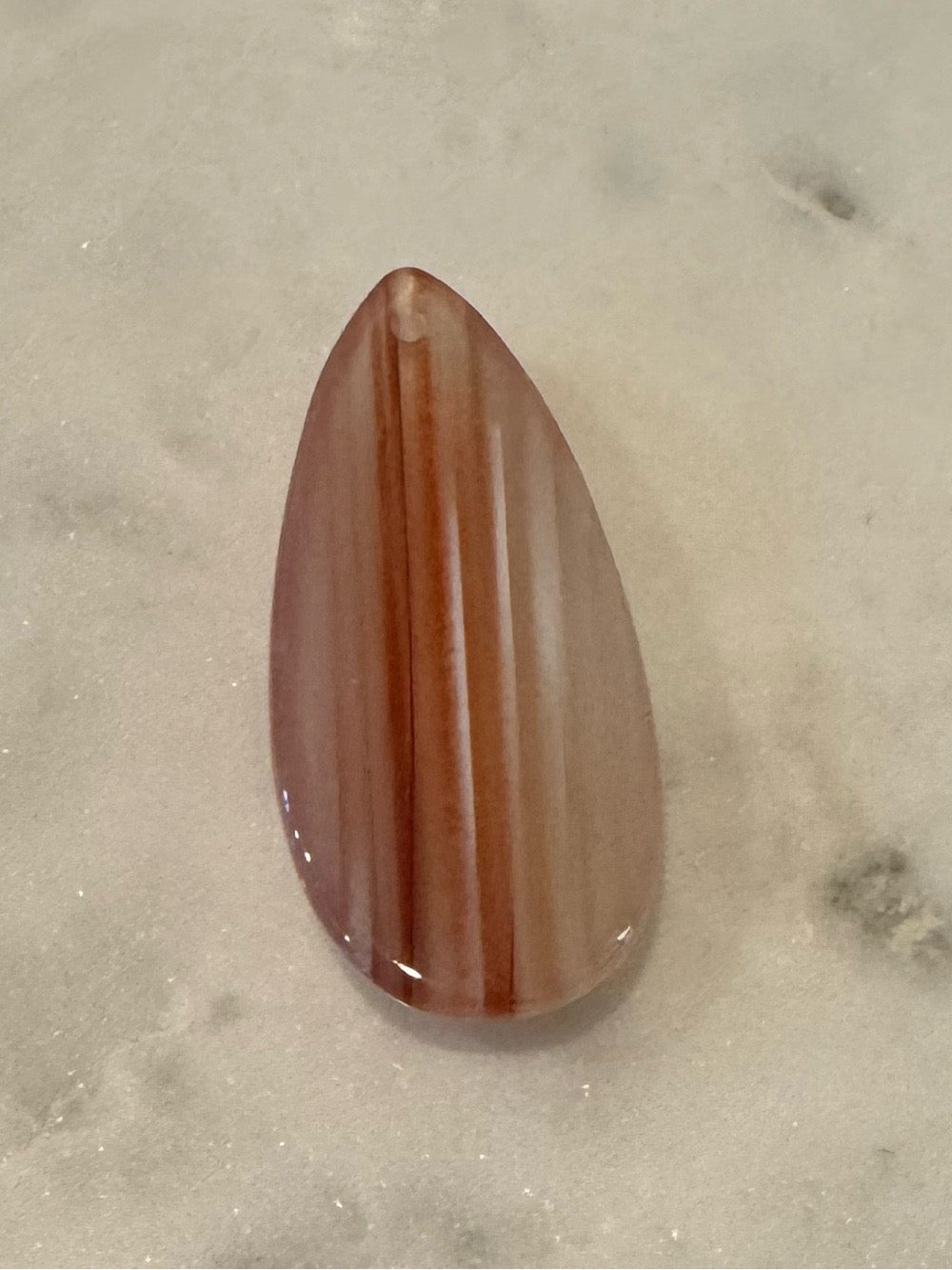 Polished Orange & White Agate Teardrop Pendant