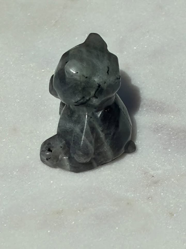 Labradorite Hand-Carved Teddy Bear