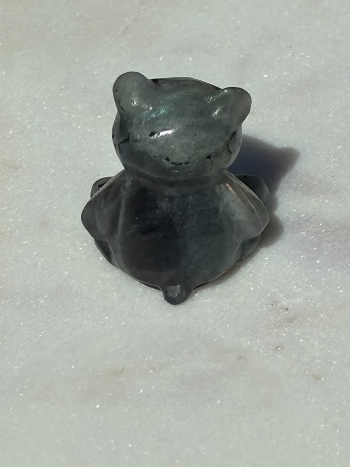 Labradorite Hand-Carved Teddy Bear