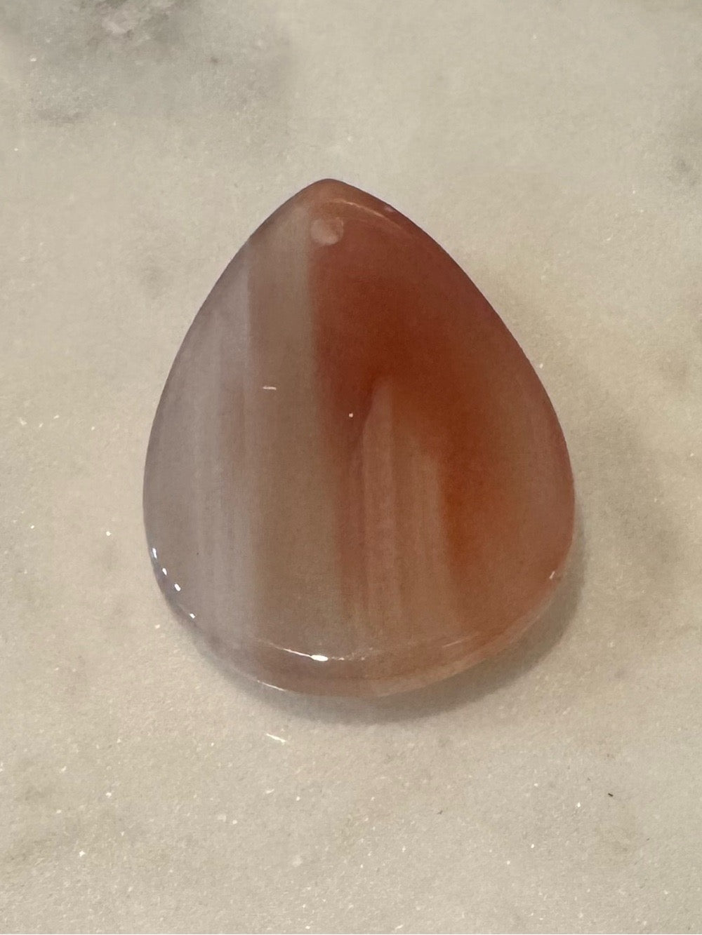 Polished Orange & White Agate Teardrop Pendant