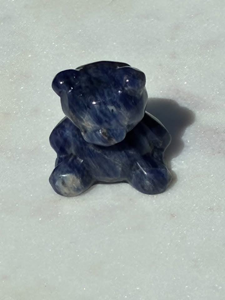 Blue Sodalite Hand-Carved Teddy Bear