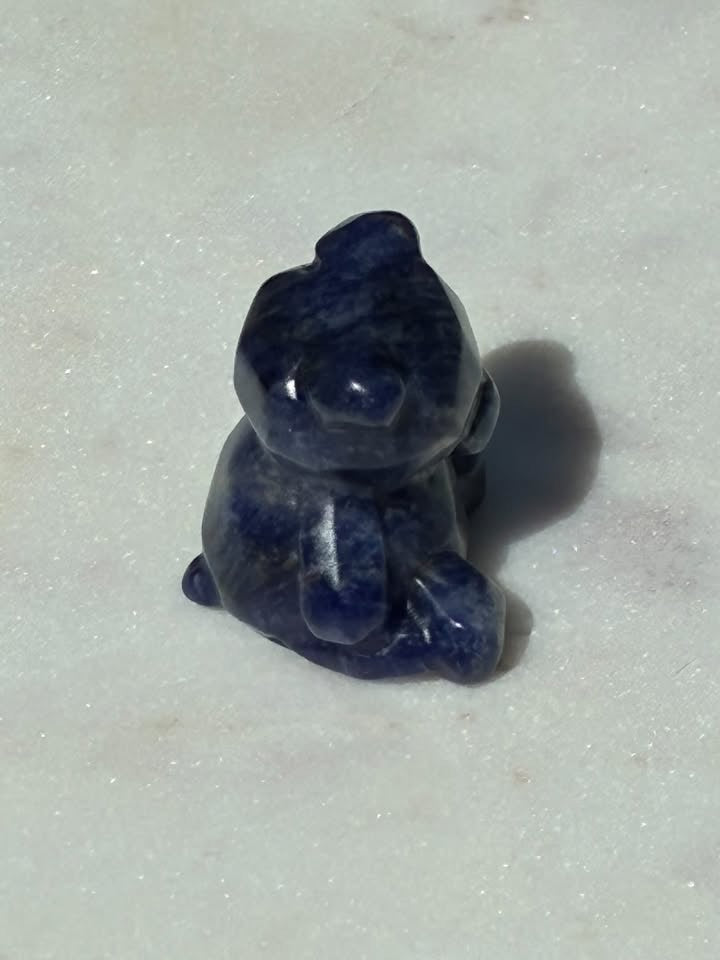 Blue Sodalite Hand-Carved Teddy Bear