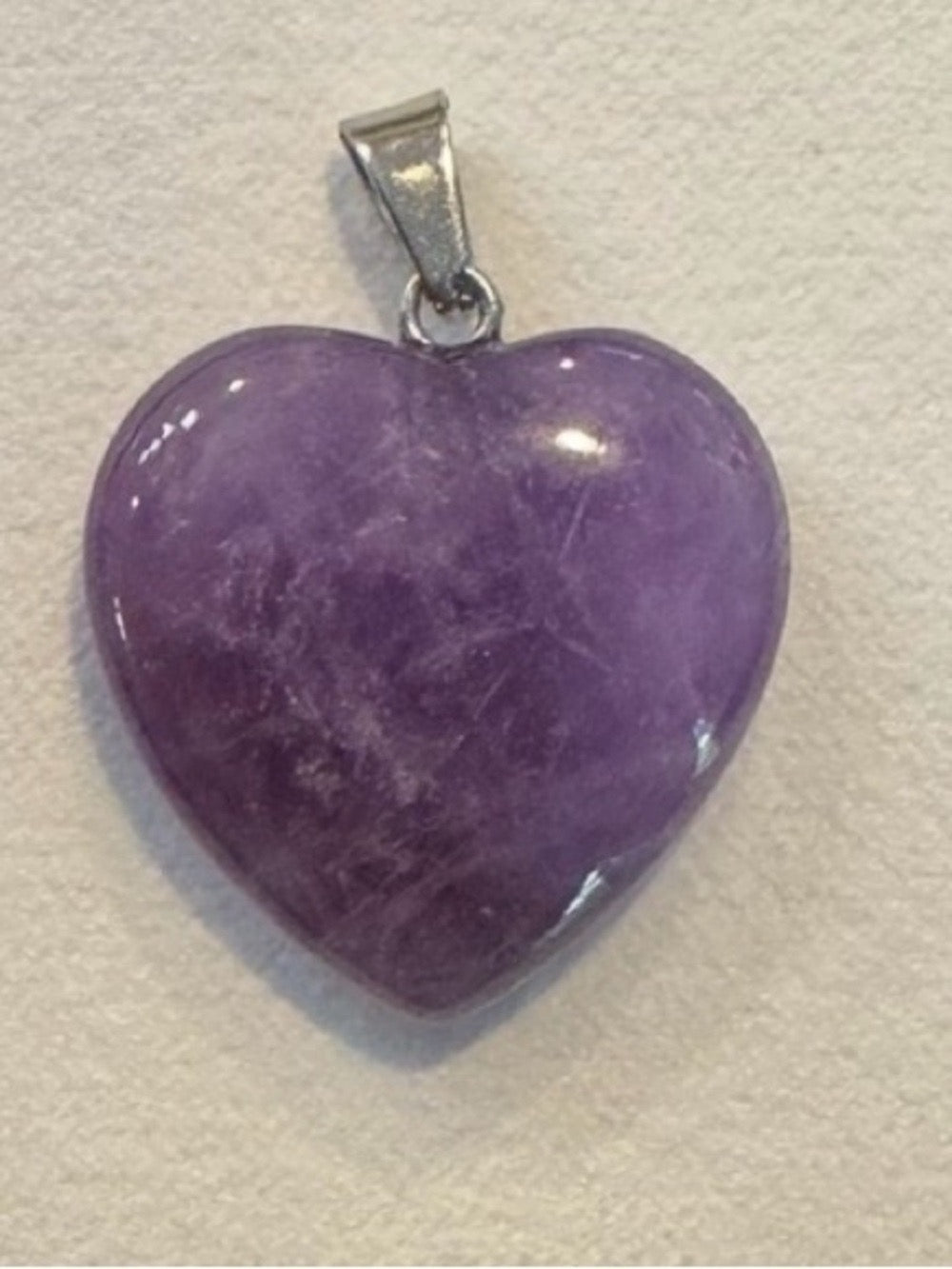 Heart-Shaped Purple Amethyst Gemstone Pendant