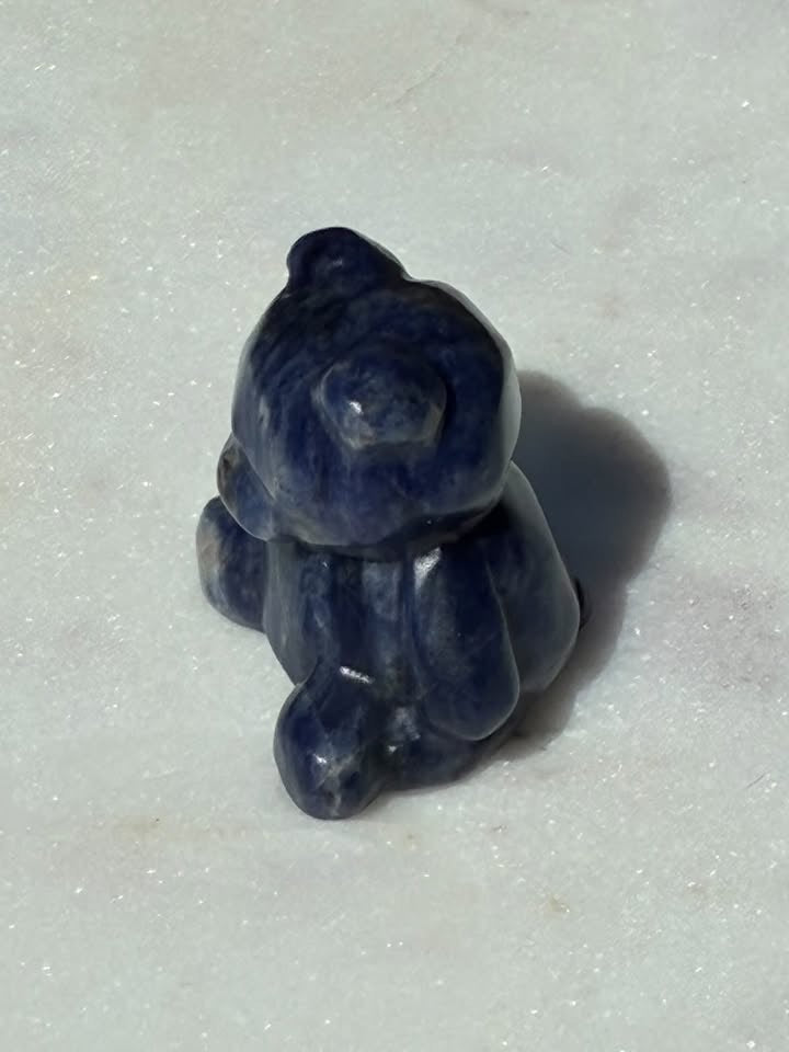 Blue Sodalite Hand-Carved Teddy Bear