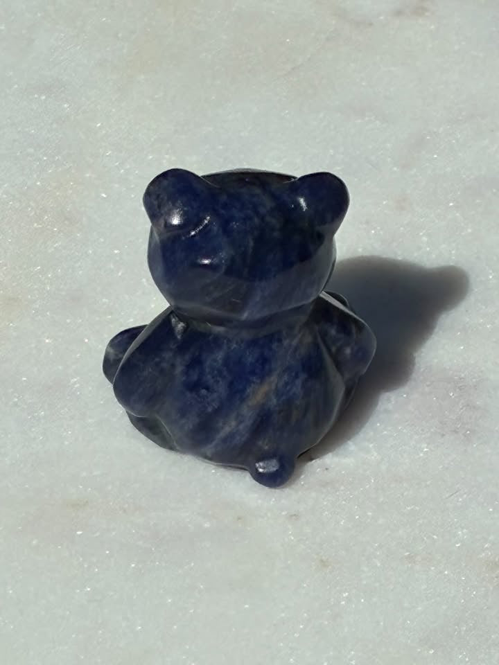 Blue Sodalite Hand-Carved Teddy Bear