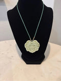 Green Natural Xiuyan Jade Rubi Carved Pendant Necklace