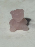 Rose Quartz Hand-Carved Teddy Bear