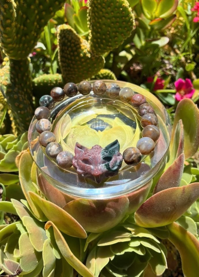 Ocean Jasper & Fox Charm Bracelet