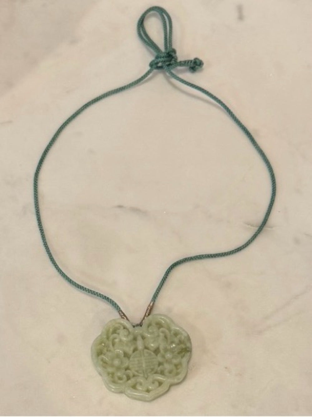 Green Natural Xiuyan Jade Rubi Carved Pendant Necklace