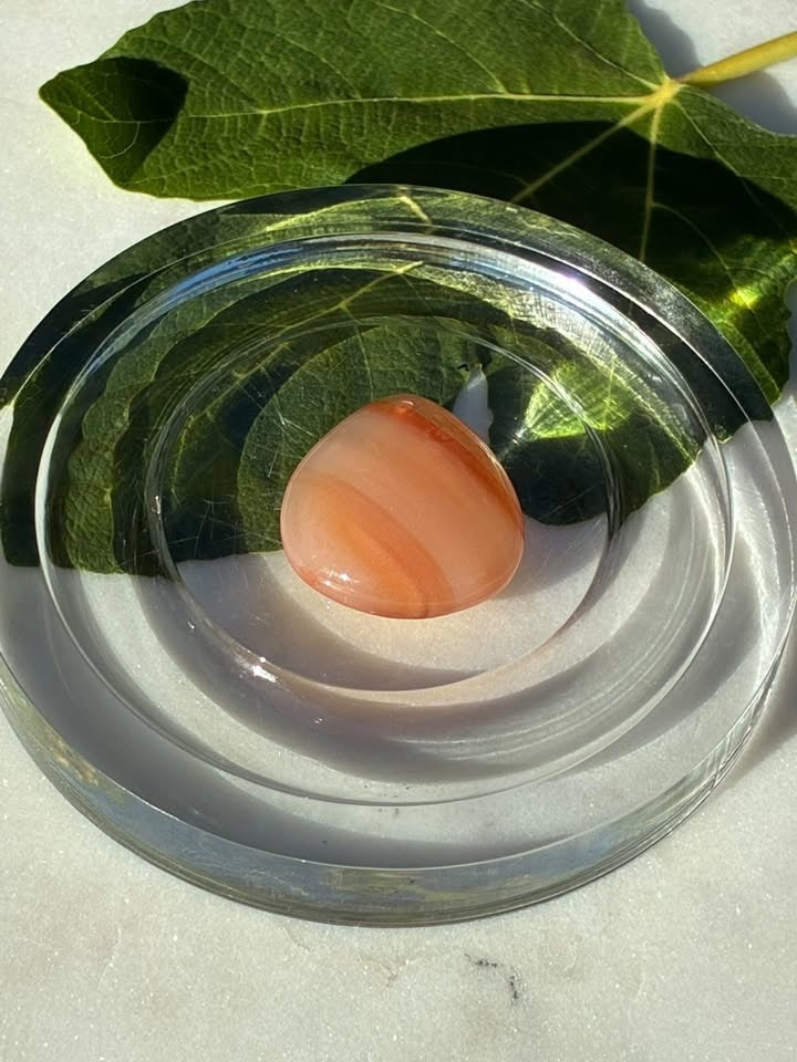 Banded Apricot Agate Teardrop Shaped Pendant