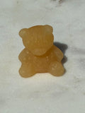 Honey Calcite Hand-Carved Teddy Bear