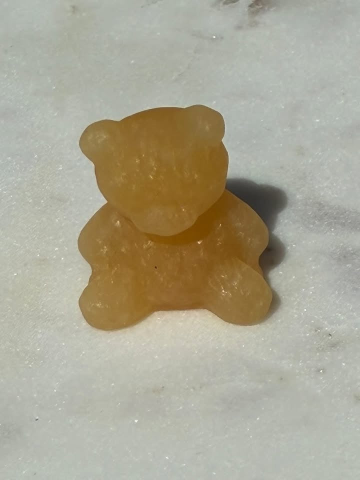 Honey Calcite Hand-Carved Teddy Bear