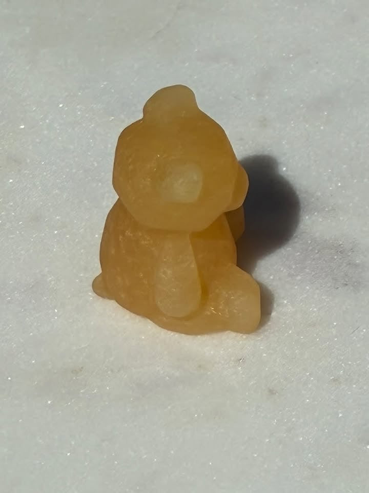 Honey Calcite Hand-Carved Teddy Bear