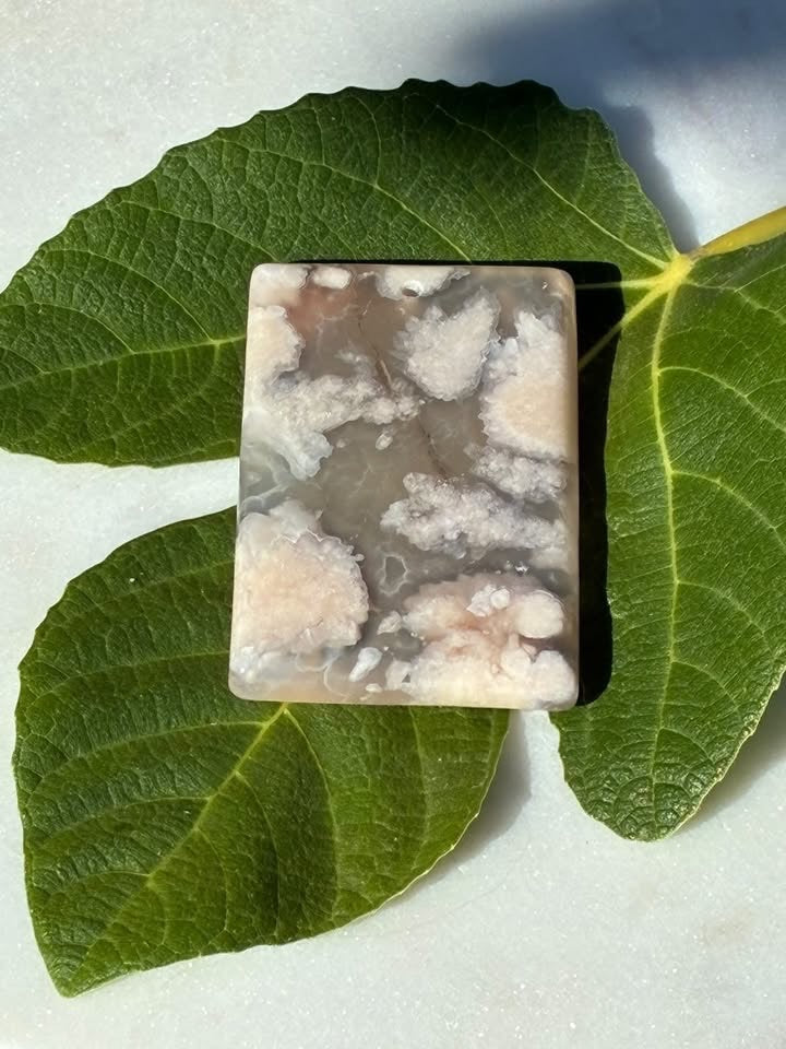 Carved Cherry Blossom Agate Pendant