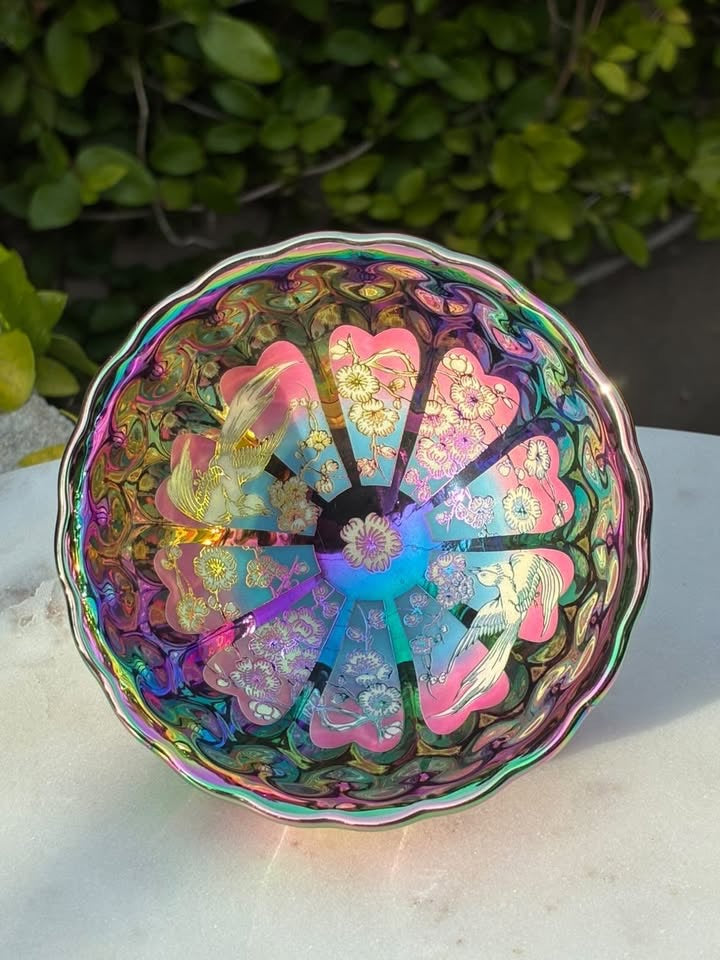 Rainbow Blue & Pink  Handmade Porcelain Jianzhan Teacup